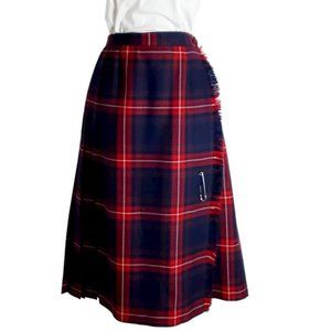 Vintage Highland Queen high waisted plaid wool wrap skirt